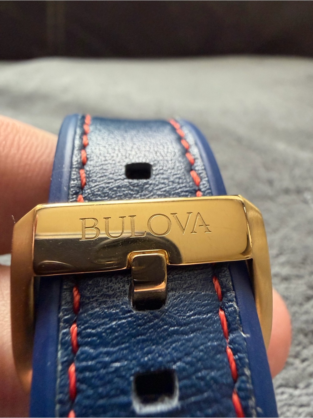 Bulova Marine Star Men’s Quartz Chronograph Gate 100m Blue Dial Gold Finish - Picture 4 of 12
